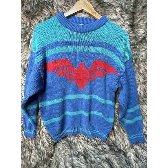 Vintage Casa Blanca Wool Blend Chunky Knit Blue Pull Over Sweater Women's Size L - Picture 1 of 4